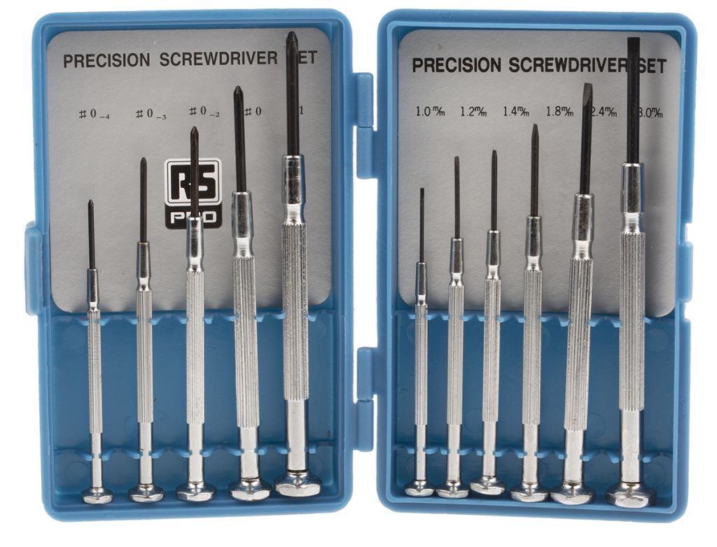 RS PRO Precision Slotted; Phillips Screwdriver Set 11 Piece RS