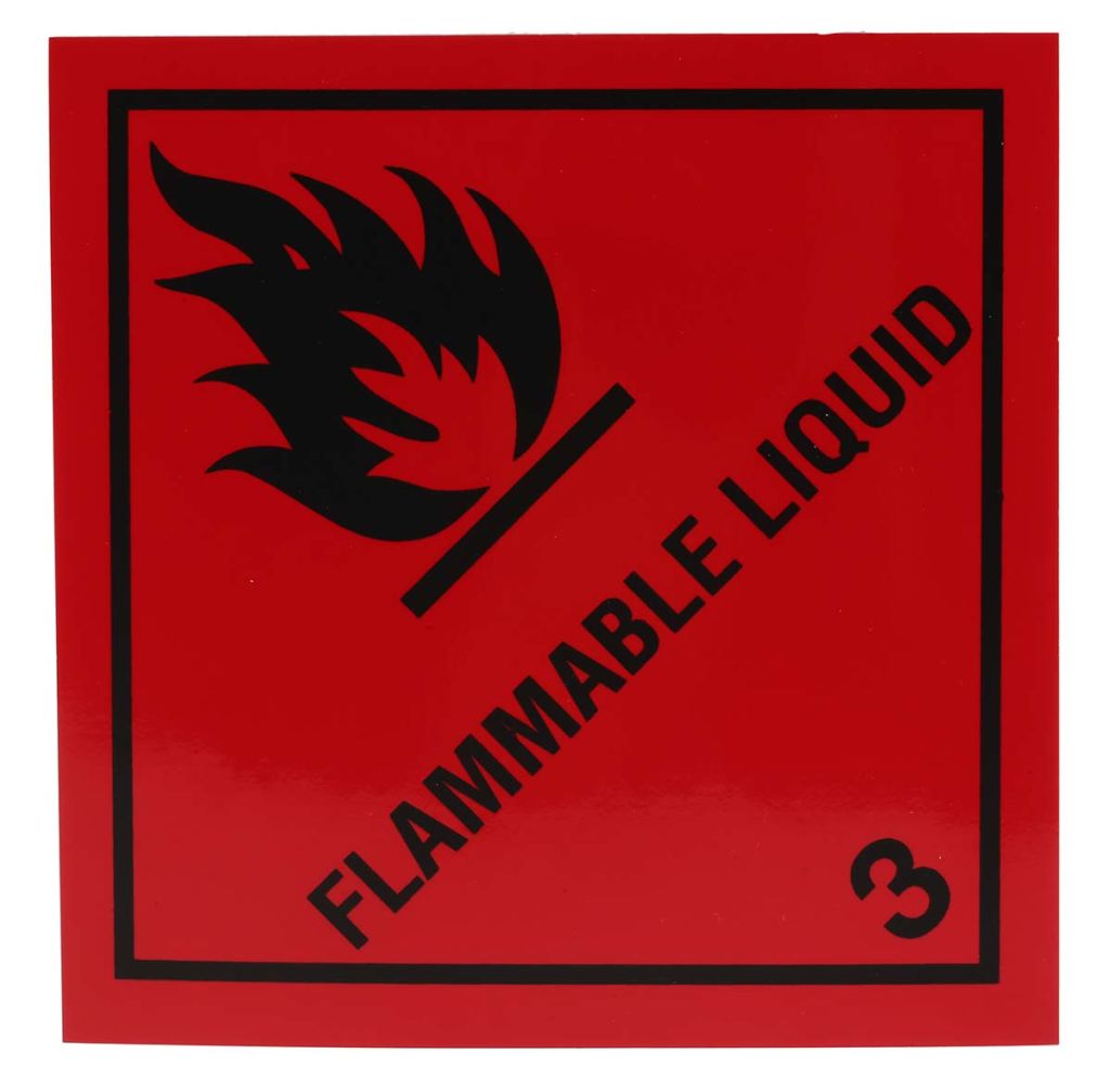 RS PRO Vinyl Safety Labels, Flammable LiquidText 100 mm x 100mm RS