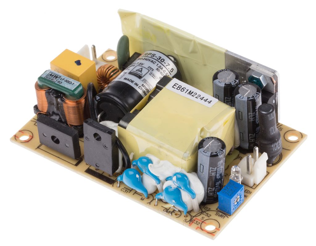 Mean Well Embedded Switch Mode Power Supply SMPS, 7.5V dc, 4A, 30W Open