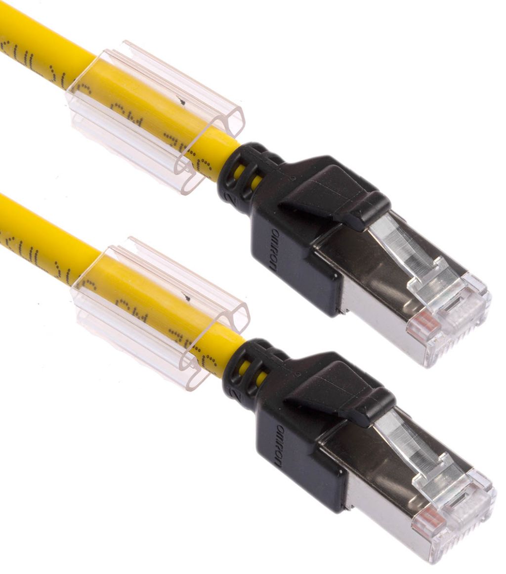 Omron Cat6a Cable, RJ45 to RJ45, FTP, STP Shield, Yellow LSZH