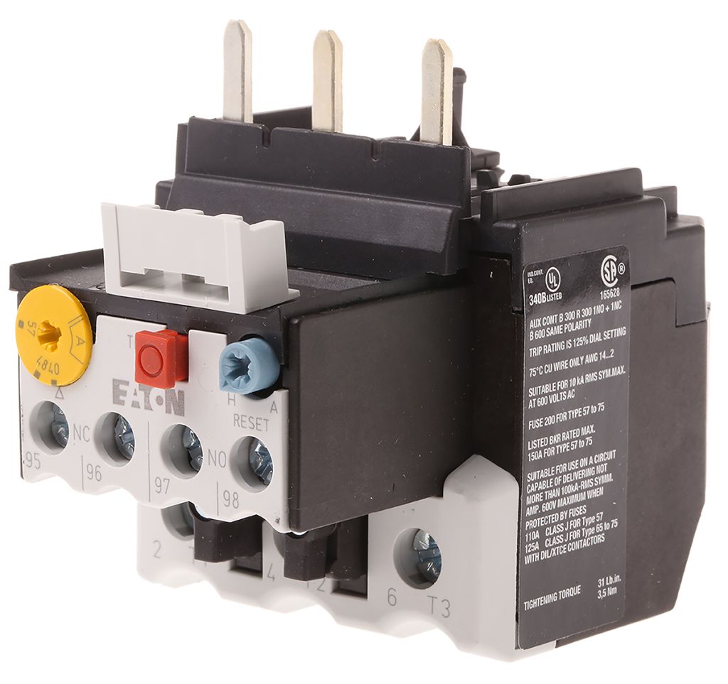 Eaton Overload Relay 1NO + 1NC, 40 → 57 A F.L.C, 57 A Contact Rating