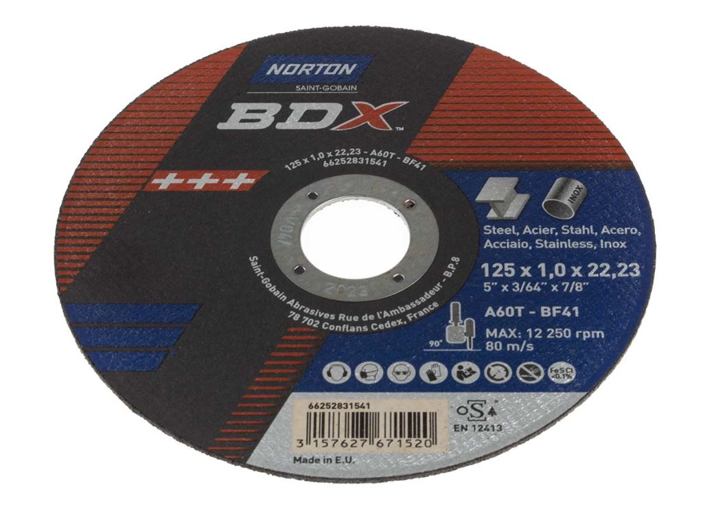 Norton Cutting Disc Aluminium Oxide Cutting Disc, 125mm x 1mm Thick