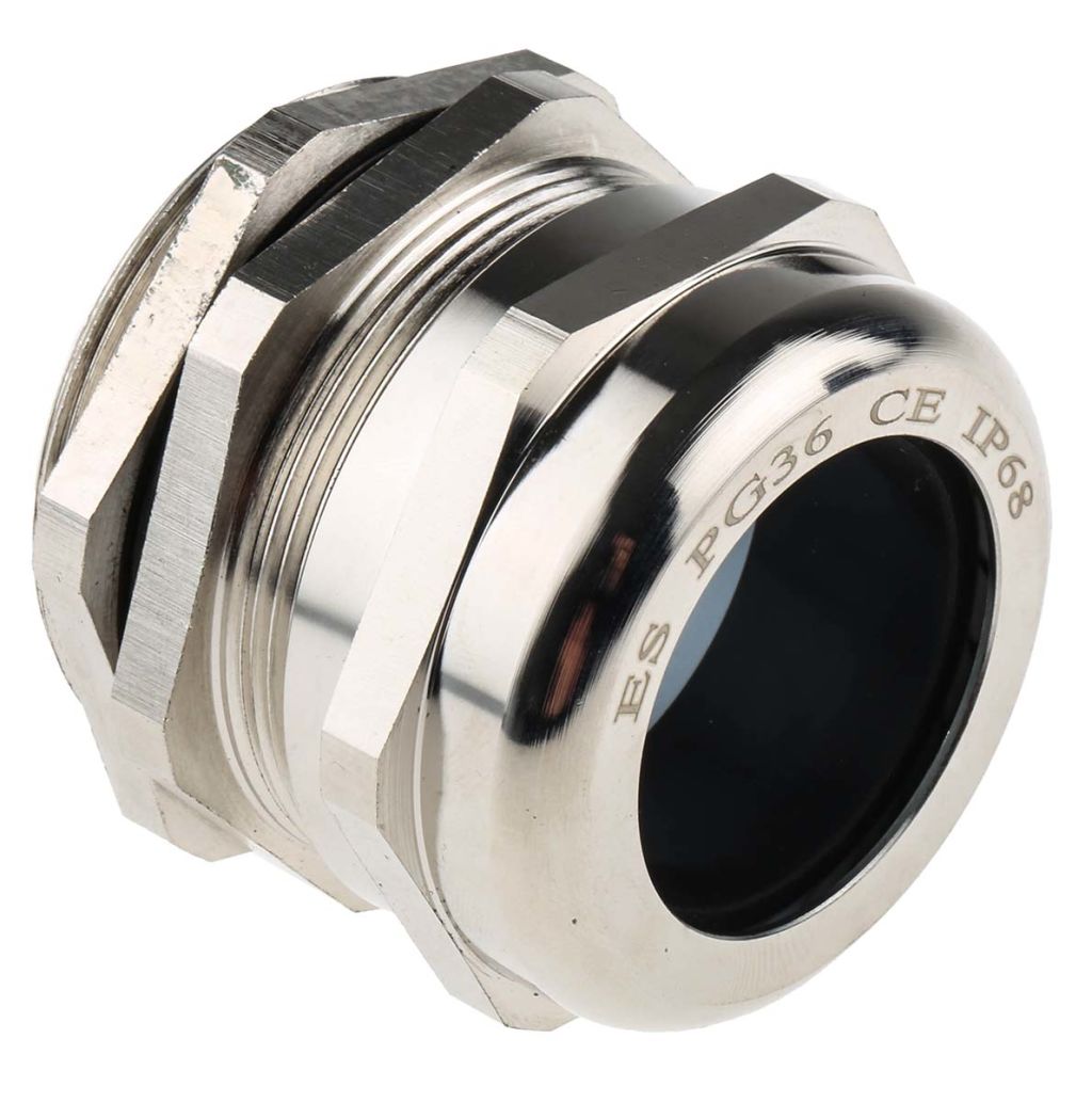 RS PRO Nickel Plated Brass PG36 Cable Gland With Locknut, 32mm, IP68