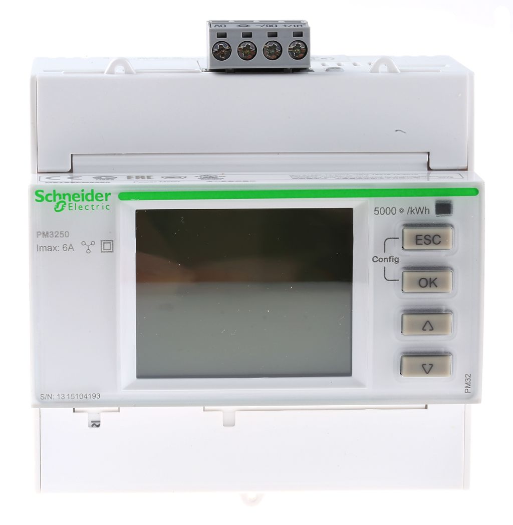Schneider Electric PM3200 1, 3 Phase LCD Energy Meter with Pulse Output