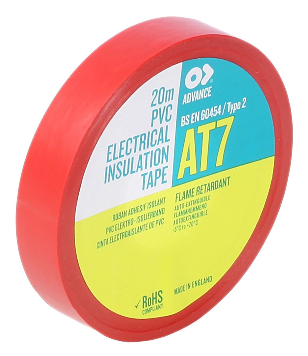 Advance Tapes AT7 Red PVC Electrical Tape, 19mm x 20m RS Components