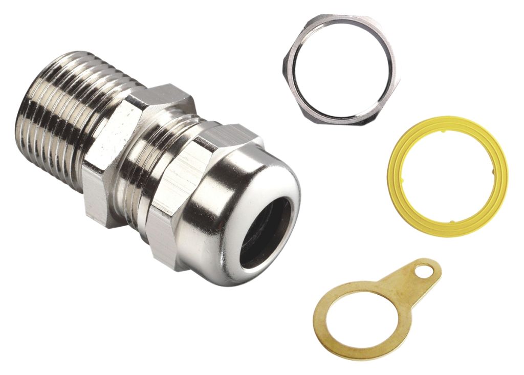 KopexEX C2 Brass M25 Cable Gland Kit With Locknut, 20mm, IP66, IP68