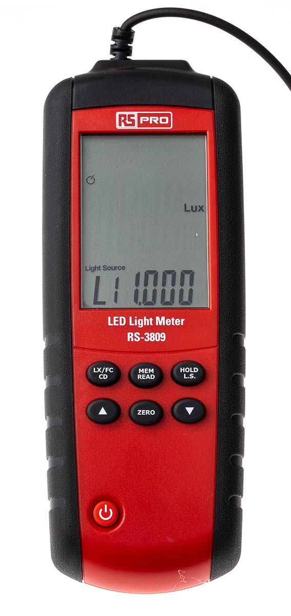 RS PRO RS3809 Light Meter, 40lx to 400000lx, ±3 RS Components