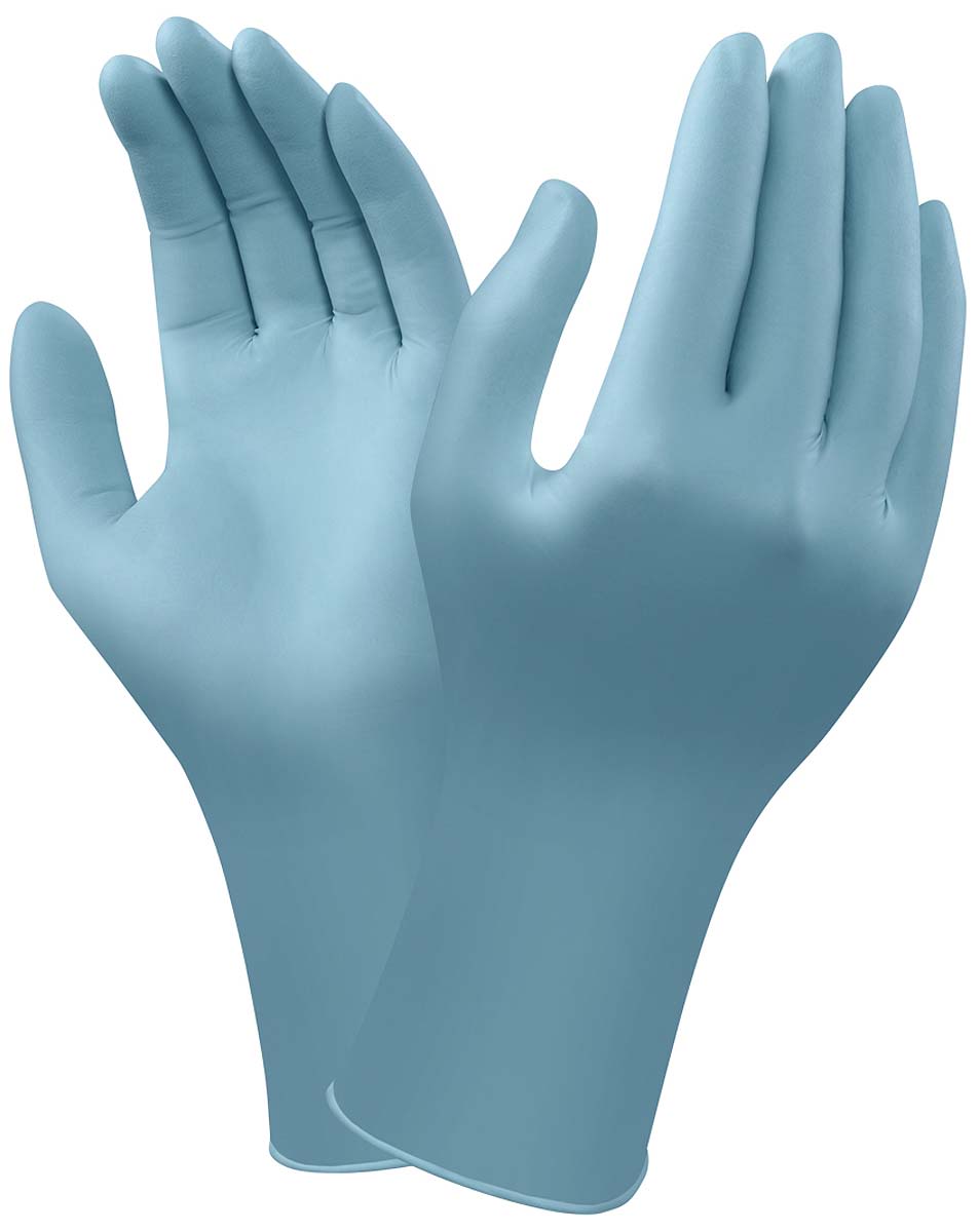 Ansell TouchNTuff Blue Nitrile Disposable Gloves size 6.5, Small x 100