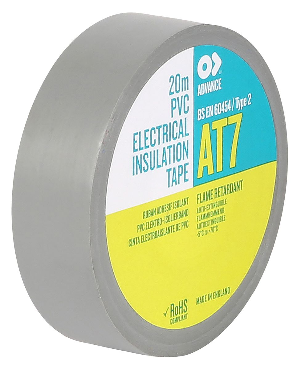 Advance Tapes AT7 Grey PVC Electrical Tape, 19mm x 20m RS Components