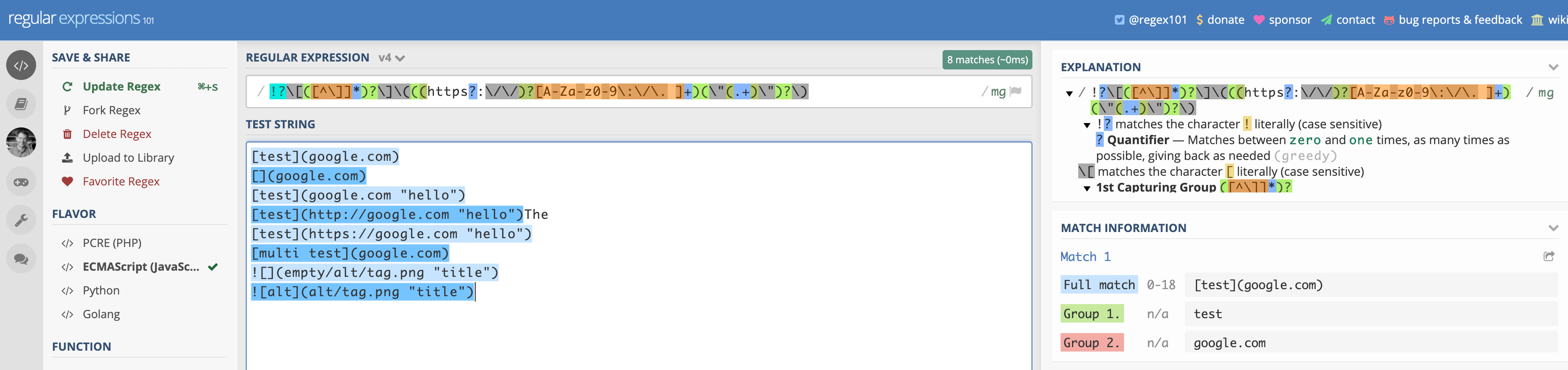 regex javascript global flag