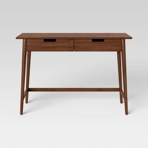 Ellwood Mid Century Modern Wood Desk with Storage Brown