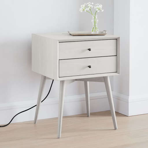 MidCentury Charging Nightstand Pebble