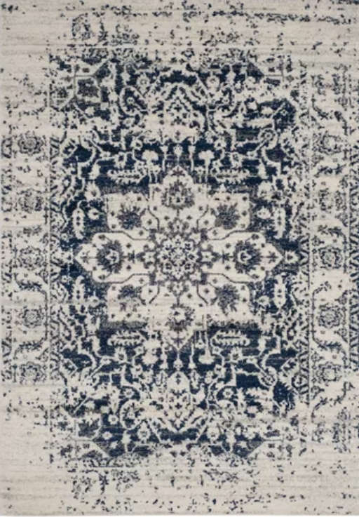 Katie Oriental Cream/Navy Area Rug