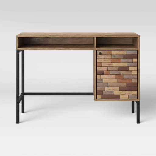 Frederick Pieced Wood Desk with Metal Legs Brown