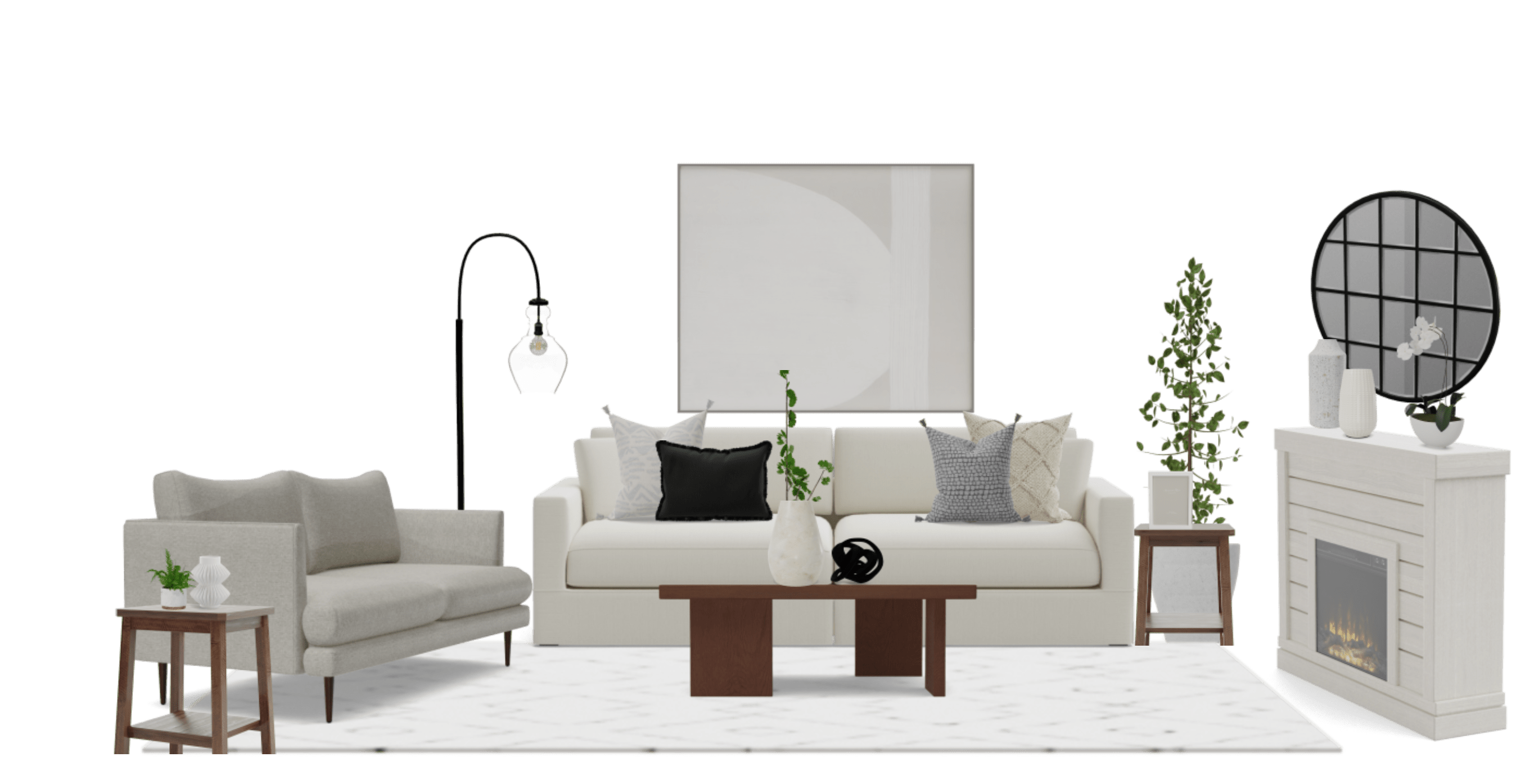 Transitional Living Room Set with Fireplace Spacejoy