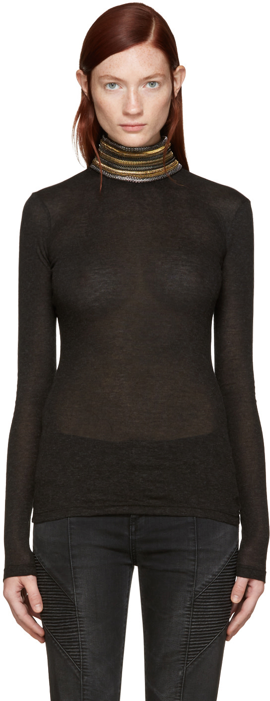 Pierre Balmain Black Chain Embellished Turtleneck SSENSE