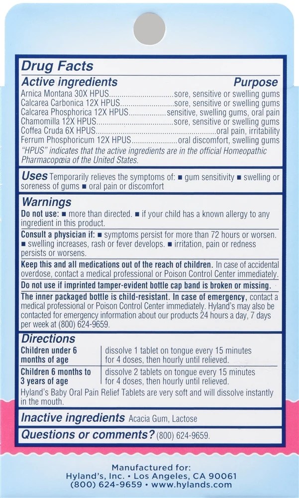 Hyland's Baby Daytime Oral Pain Relief QuickDissolving Tablets Optum