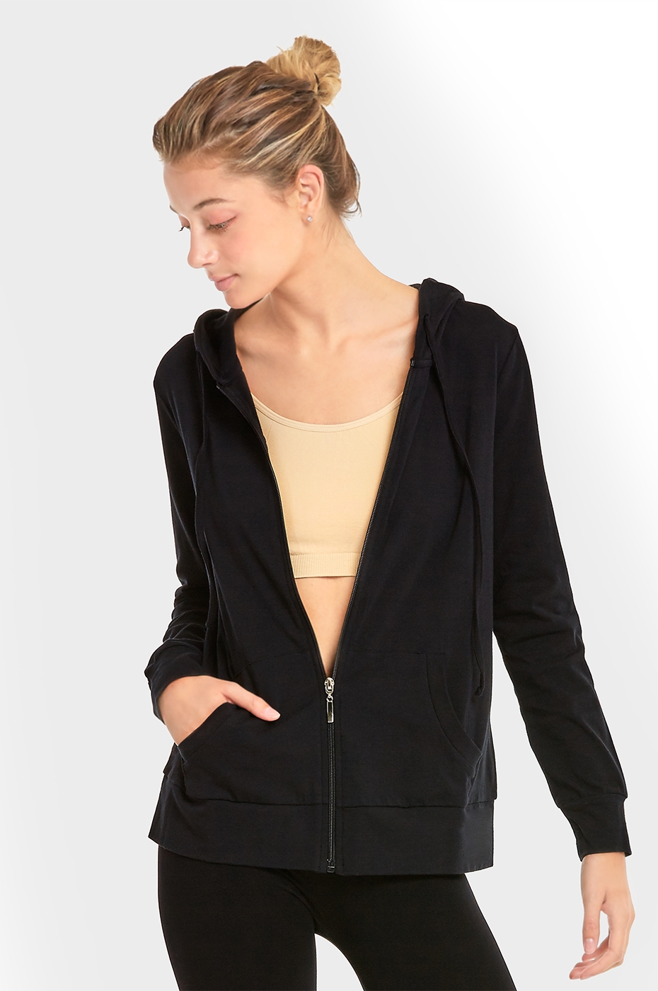 Women's Sweatshirt Hoodie Jacket ZipUp Long Sleeve Drawstring Hood w