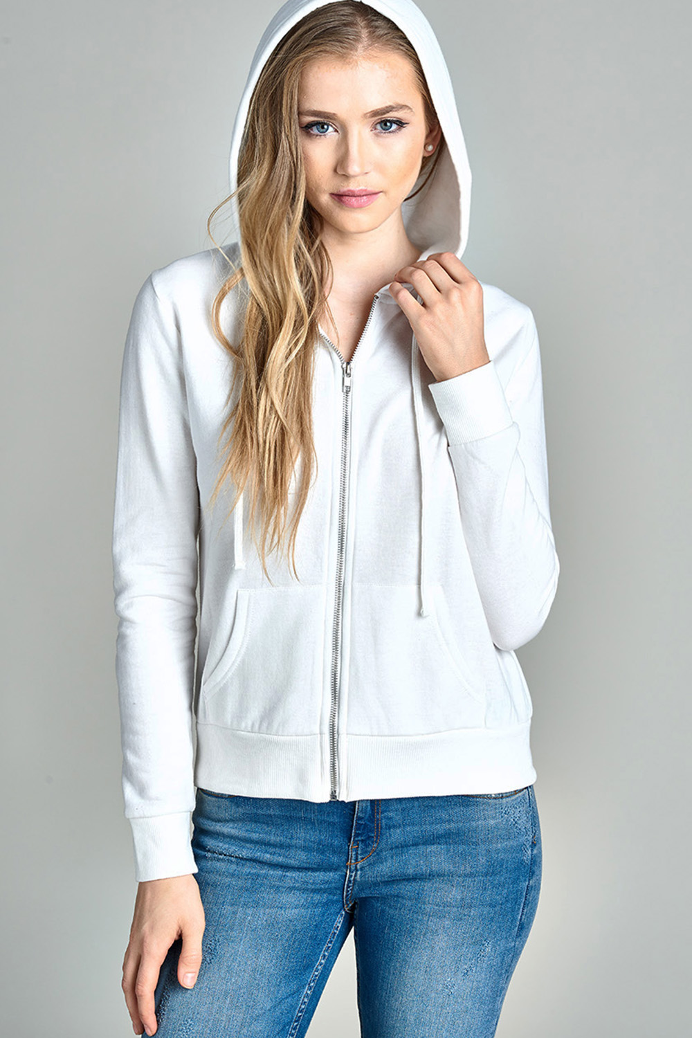 Women's Basic Zip Up Fleece Hoodie Jacket Lightweight w/ Pockets eBay