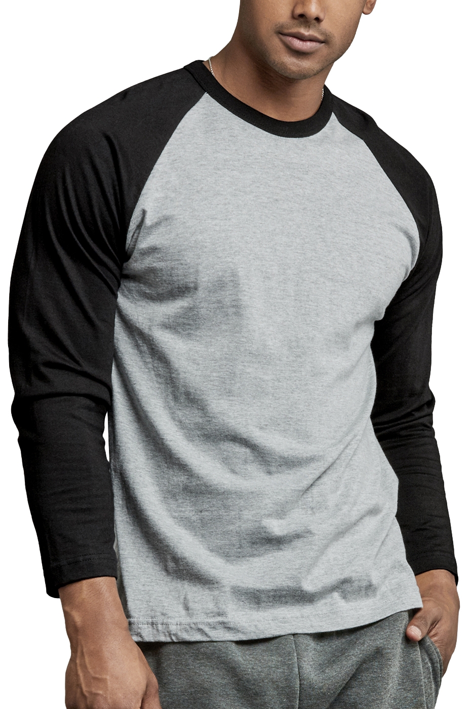 Men's Long Sleeve Baseball TShirt Raglan Jersey Two Tone Active Tee eBay