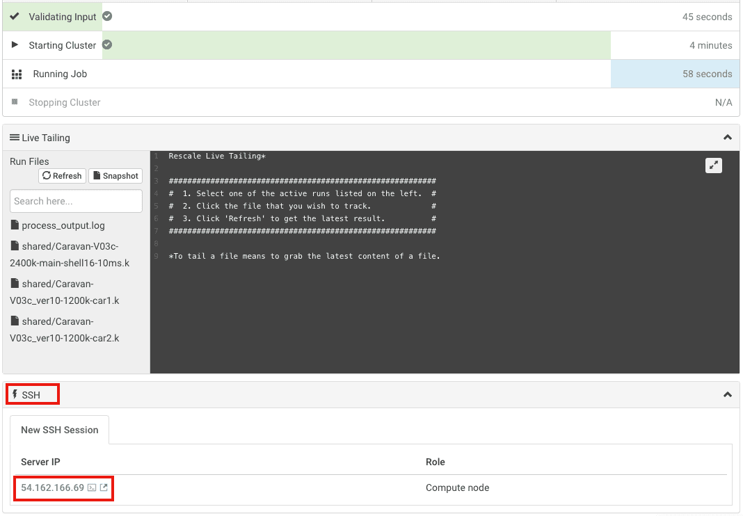 Inbrowser SSH Rescale