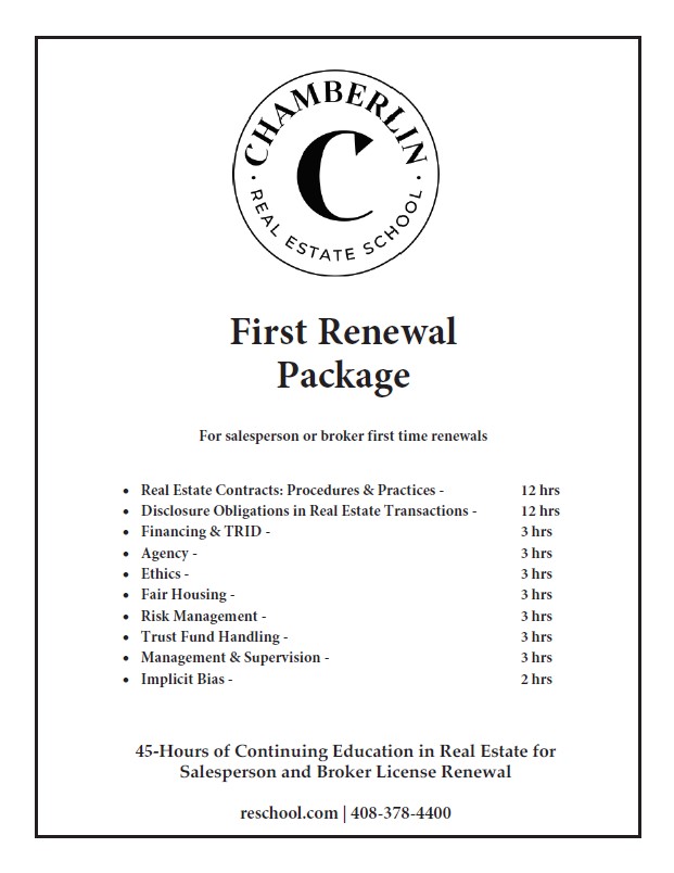 First Time Renewal Book Chamberlin Real Estate School