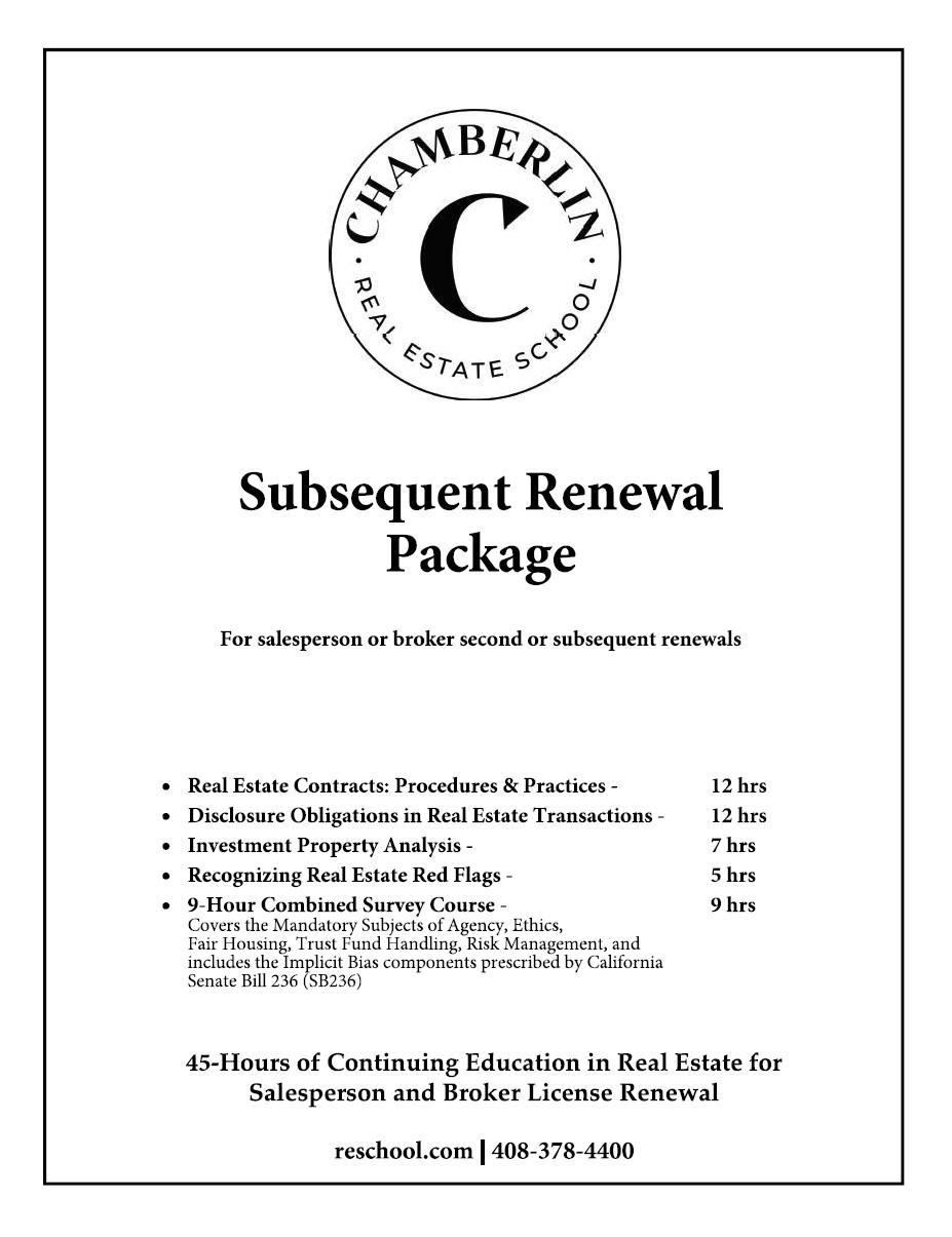 Second Time Renewal Book Chamberlin Real Estate School