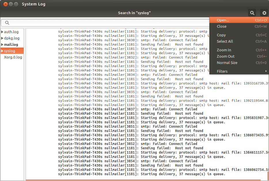 Major log files location in Ubuntu