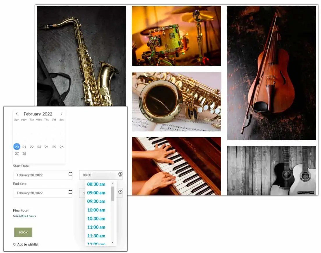Music Instrument Rental Software Reservety