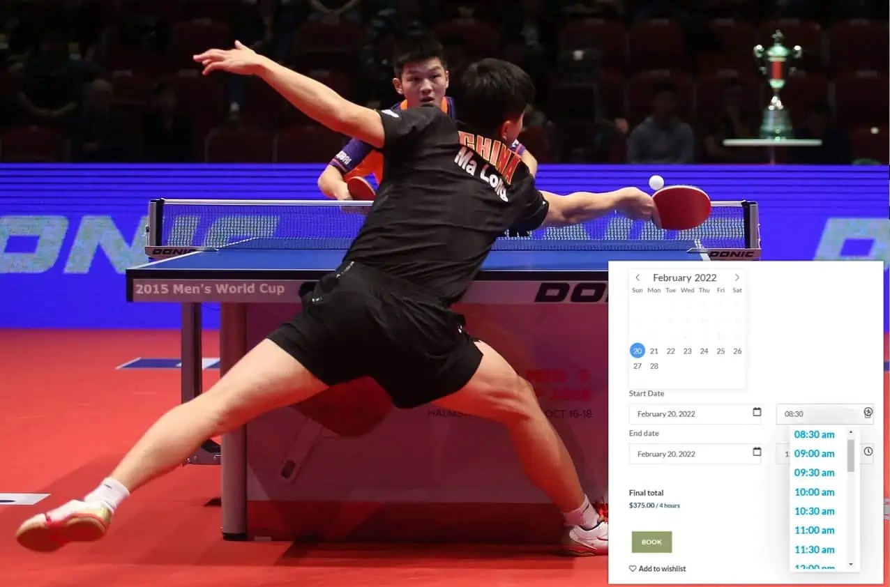 Reservation System for Table Tennis Venues Reservety