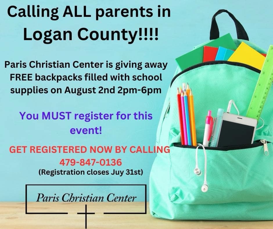 Paris Christian Center backpack giveaway