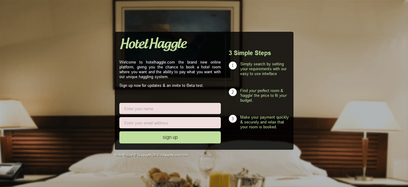 Hotel Haggle Haggle on the price of a hotel room BetaList