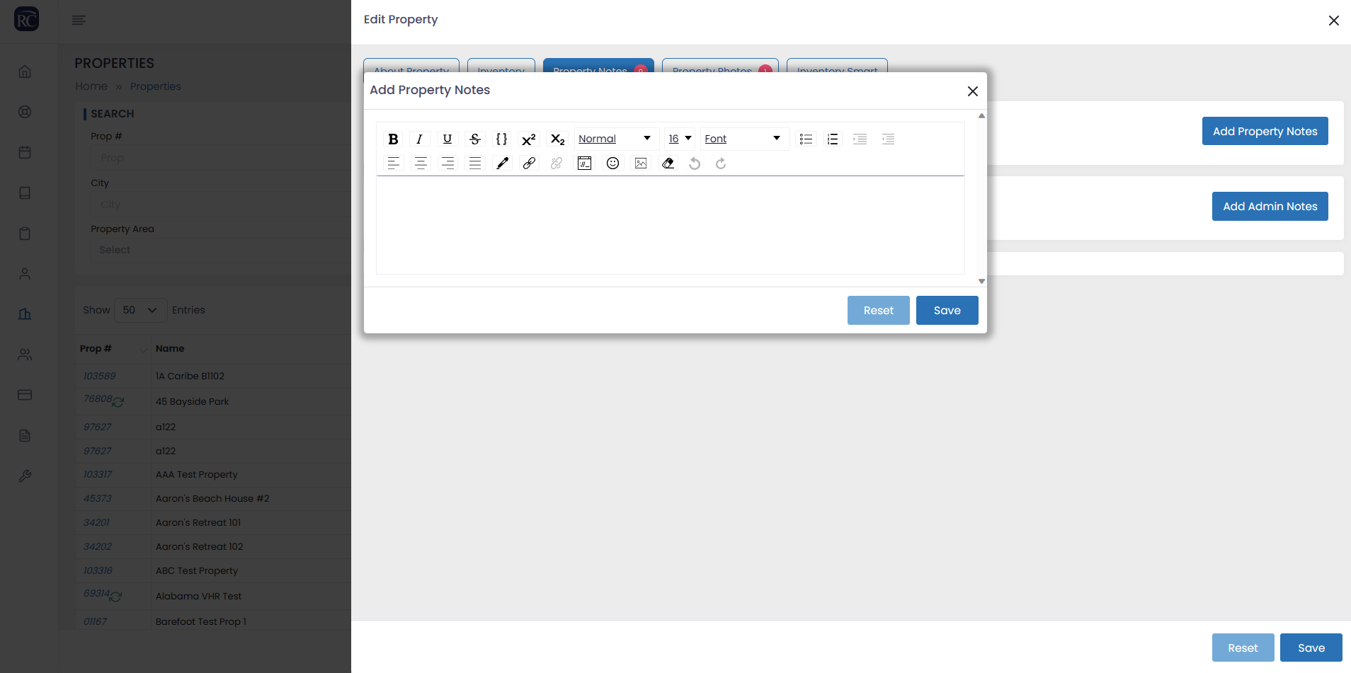 How do I add Property Notes? Resort Cleaning