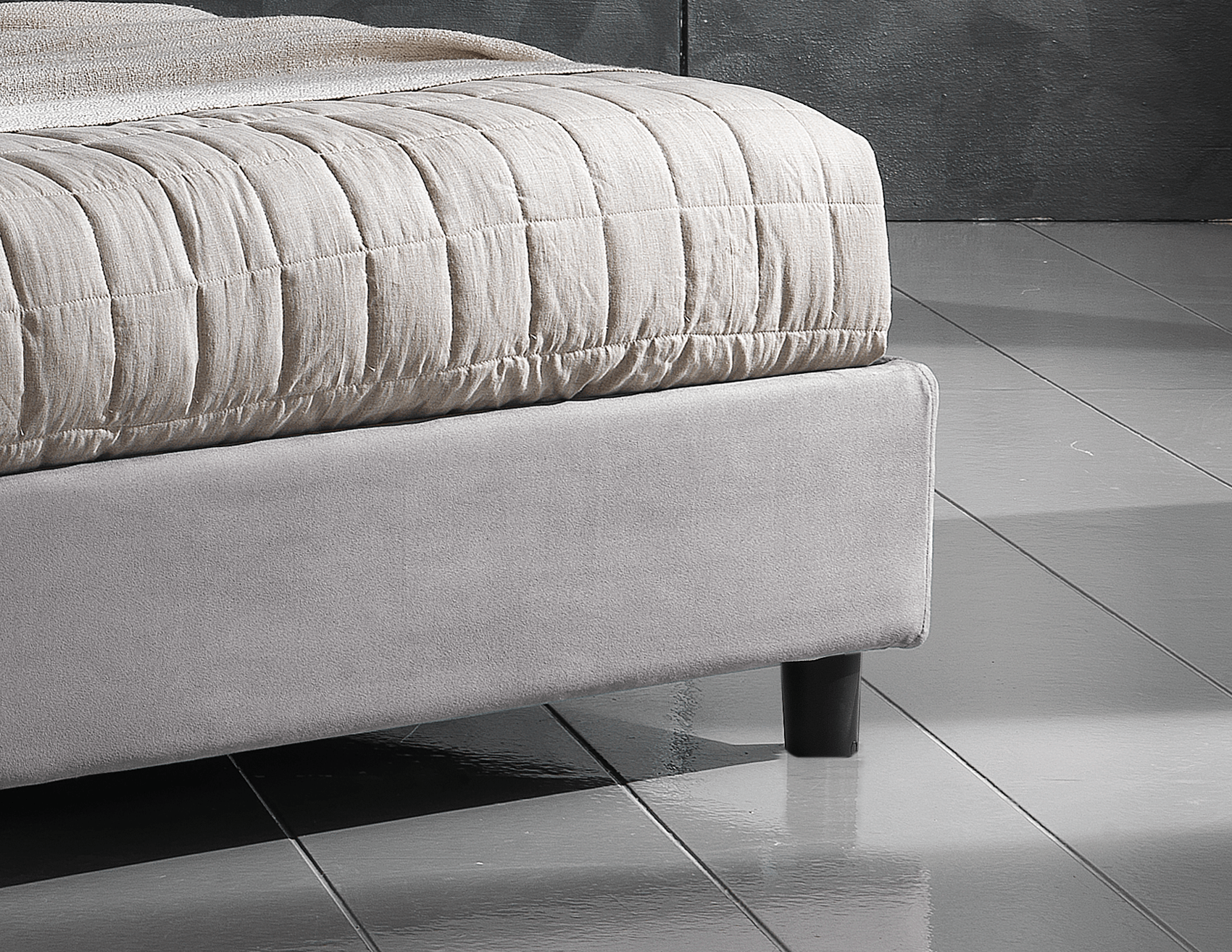 Letto Matrimoniale in tessuto Grigio Sfoderabile Doppia Alzata con