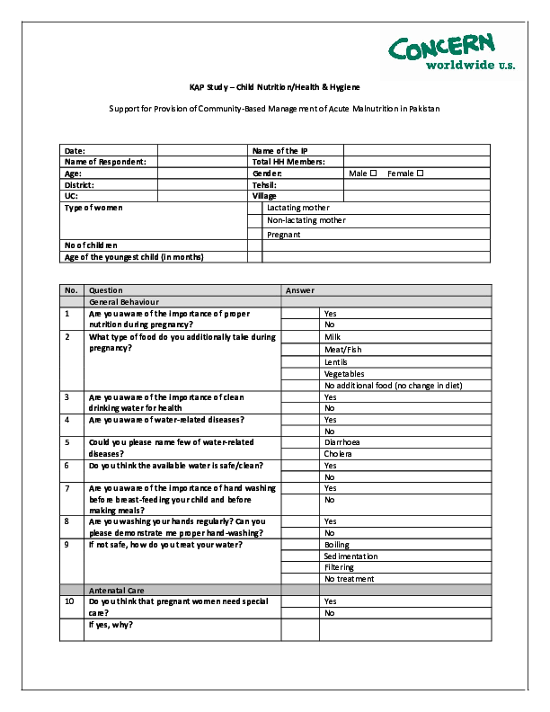 Knowledge, Attitudes, and Practices (KAP) Assessment Questionnaire