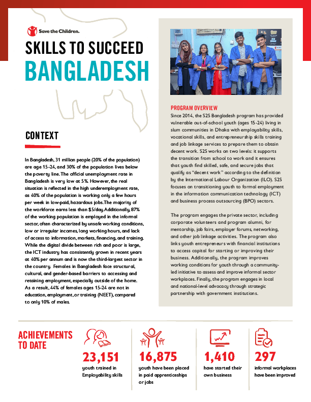 Skills to Succeed Bangladesh Save the Children’s Resource Centre
