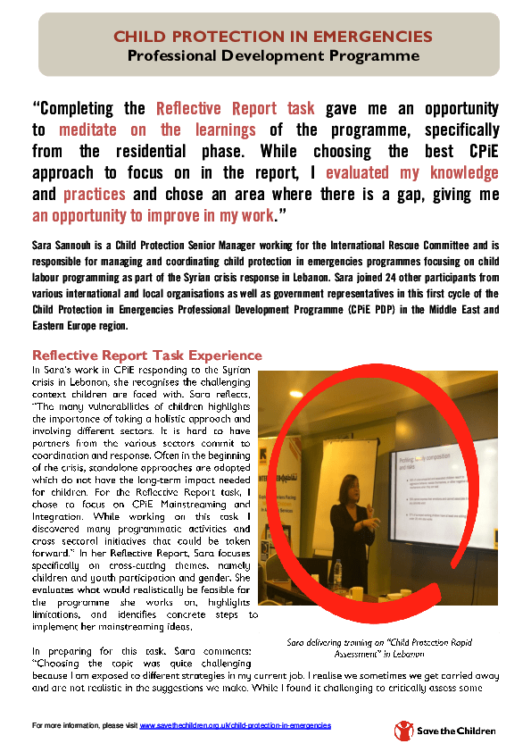 Child Protection in Emergencies Professional Development Programme Case
