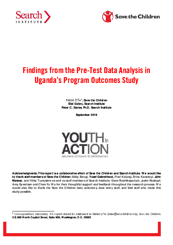 Findings from the PreTest Data Analysis in Uganda’s Program