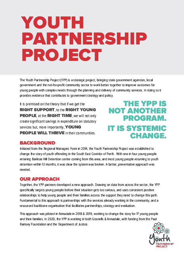 Youth Partnership Project Youth justice model Save the Children’s