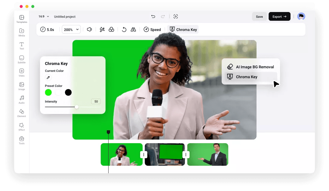 Free Chroma Key Editor Remove & Change Video Background Online FlexClip