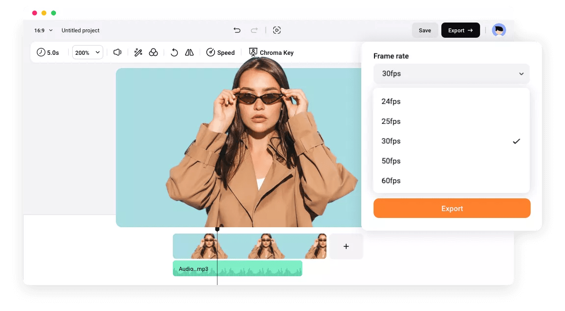Video Frame Rate Converter VideoBildrate online ändern FlexClip