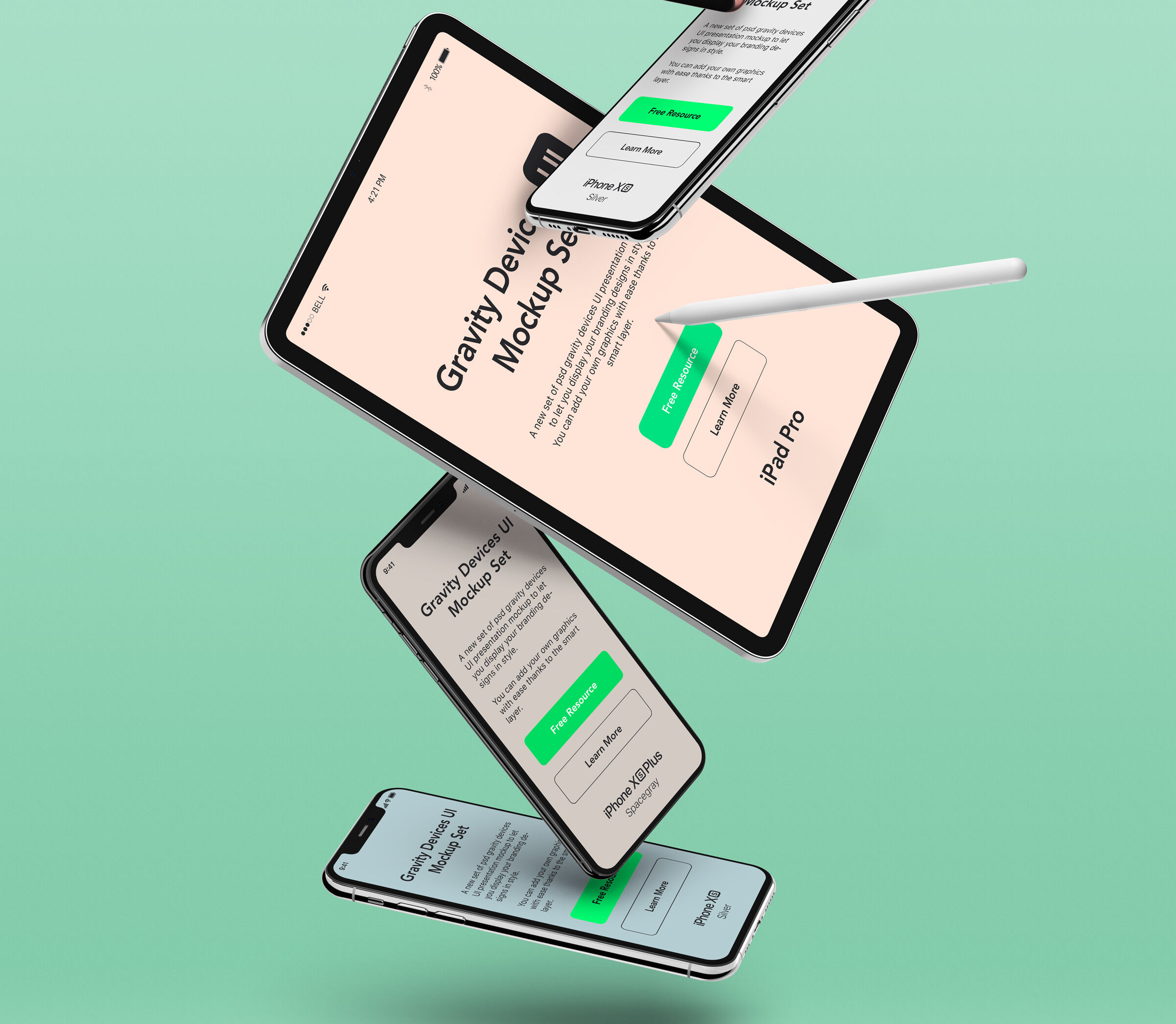 Floating Formation Apple Devices mockup (FREE) Resource Boy