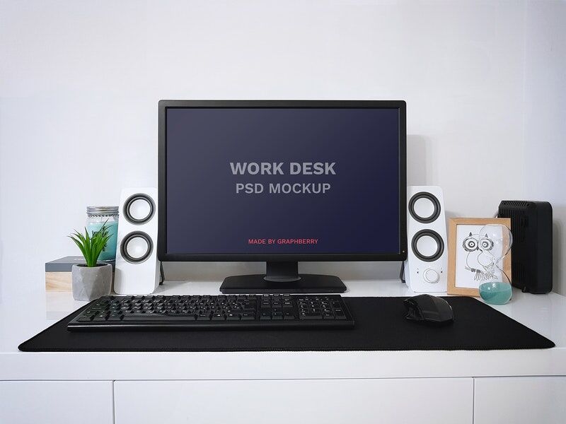 Work Desk Computer Screen Mockup (FREE) Resource Boy