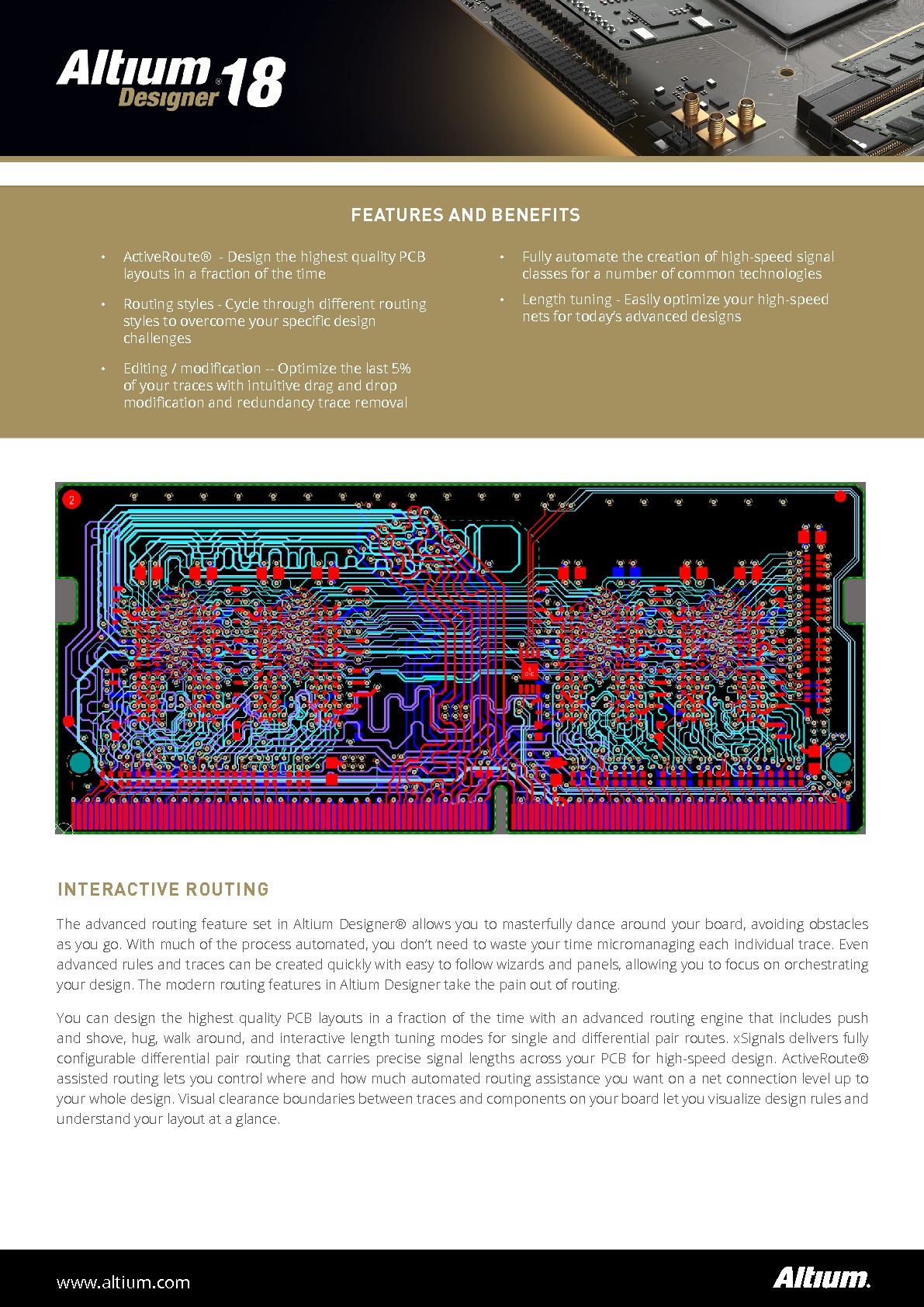 Interactive Routing Datasheet Sales Collateral Altium Designer 18