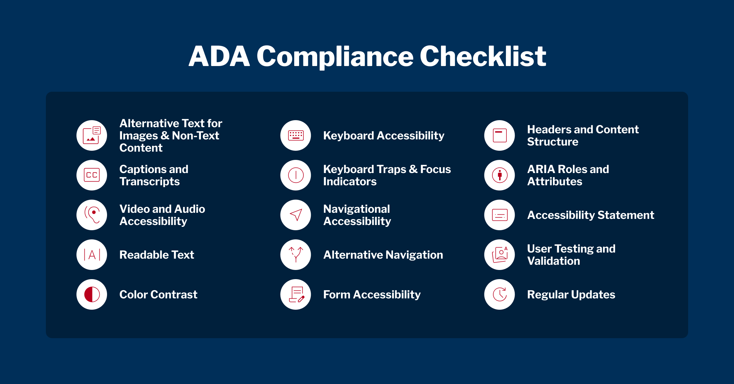 Comprehensive ADA Compliance Checklist for Section 508 (US