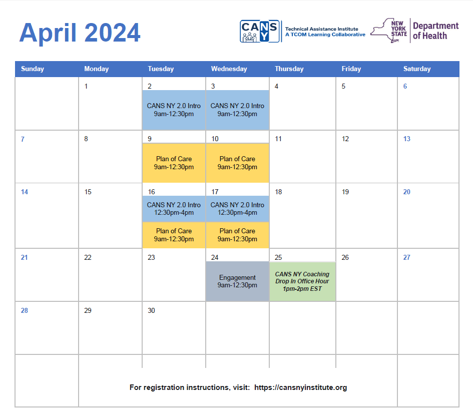 CANSNY Training Calendar 2024 CANSNY Institute Resources and Documents