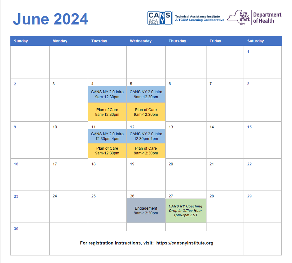 CANSNY Training Calendar 2024 CANSNY Institute Resources and Documents