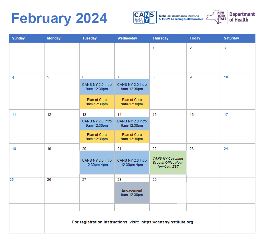 CANSNY Training Calendar 2024 CANSNY Institute Resources and Documents