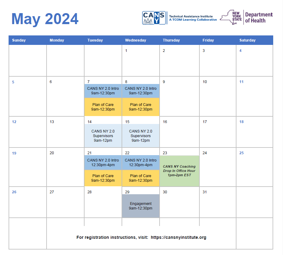 CANSNY Training Calendar 2024 CANSNY Institute Resources and Documents
