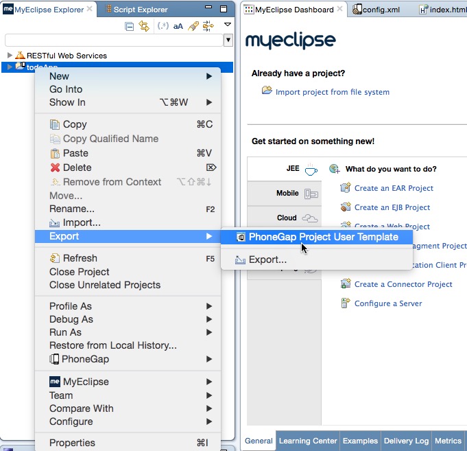 Creating Custom PhoneGap Mobile Project Templates in MyEclipse Genuitec